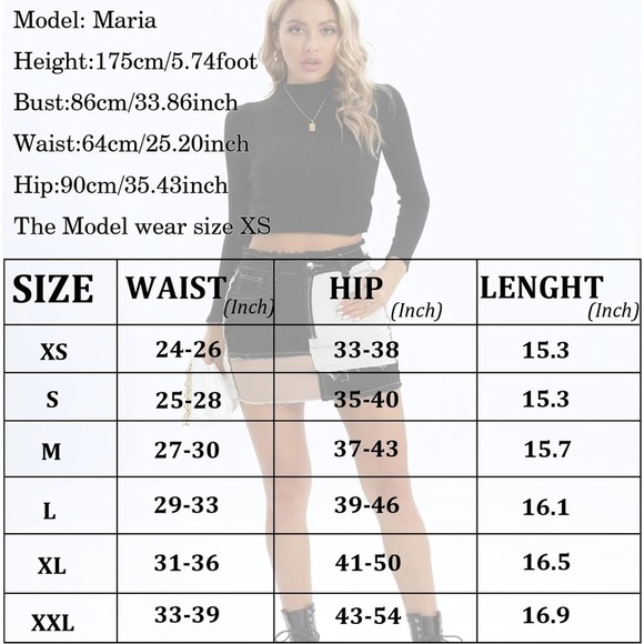 NEW-Color Block Patchwork Raw Trim Denim Skirt - Picture 4 of 4